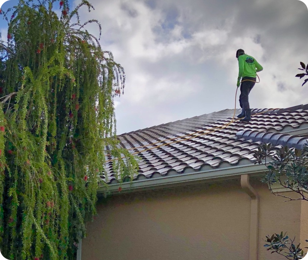 Technician Performing Residential Pressure Washing Sarasota | Gorilla Kleen | Residential Pressure Washing Service Sarasota