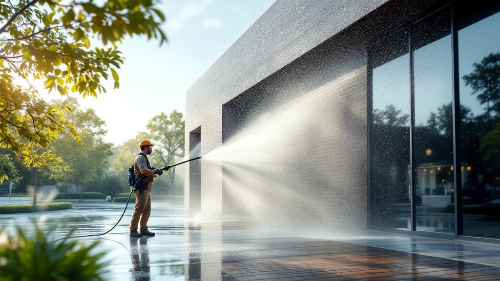 pressure washing a commercial office building in Florida